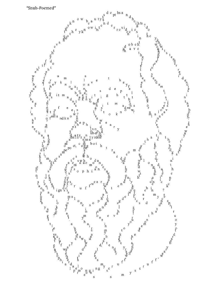 Johannes Sigil — Snub-Poemed (calligram after the Lysippos bust of Socrates)